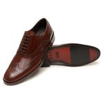 Sapato Social Oxford Brogue em Couro Legítimo Marrom Confortável