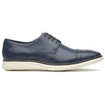 Sapato Masculino Casual Azul Marinho Derby em Couro