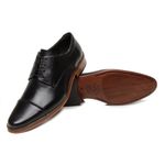 Sapato Casual com Cadarço Derby Preto Sola de Couro Stamford