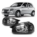 Farol Corsa 2000 a 2002 Classic 2003 a 2010 Carcaça Preta e Máscara Negra 