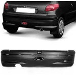 Parachoque Traseiro Peugeot 206 até 2007 Preto Liso 