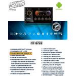 Multimídia HTech HT6722 7 Polegada Android/ GPS/ FM/ USB/ Bluetooth/ SD 1 Din 