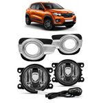 Farol de Milha Kwid 2017 Em Diante Moldura Cromada e Botão Modelo Universal Jogo 