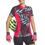 Camiseta Kanxa Ciclismo Feminina Floral MC - Preto+Rosa