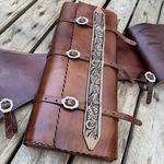 Jogo de Alforge e Porta Capa de couro (sola) - Estampado