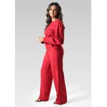 Conjunto Feminino Alfaiataria Bordado Vermelho - 1537