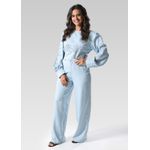 Conjunto Feminino Alfaiataria Bordado Azul - 9744