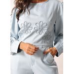 Conjunto Feminino Alfaiataria Bordado Azul - 9744