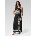 Conjunto Feminino Bordado Cropeed E Saia Preto - 0005 / 210