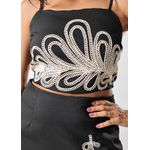 Conjunto Feminino Bordado Cropeed E Saia Preto - 0005 / 210