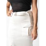 Saia Midi Com Fenda E Bolso Off White