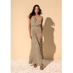 vestido longo estampado BEGE