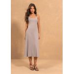 vestido midi canelado CINZA