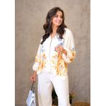 camisa estampada com mangas BEGE