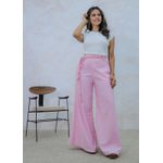 calça pantalona com cinto cordão ROSA