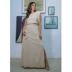 vestido longo com amarração BEGE