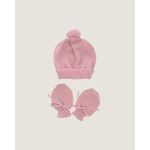 kit de Touquinha e Luvinha Lisa Rosa Bebê