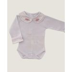 Body Paris com Bordados Rosa, Lavanda e Rosa Clarinho