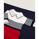 Saída Maternidade Pedro Branca com Vermelho e Azul Marinho