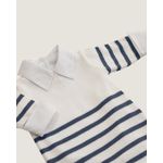 Saída Maternidade Artur Branca com Listras Azul Jeans