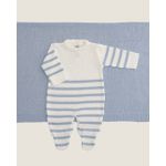 Saída Maternidade Artur Branca com Listras Azul Bebê