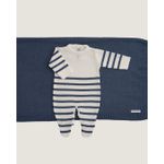 Saída Maternidade Artur Branca com Listras Azul Jeans