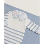 Saída Maternidade Artur Branca com Listras Azul Bebê