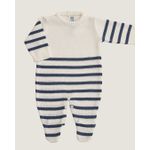 Saída Maternidade Artur Branca com Listras Azul Jeans