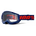 Óculos 100% Strata 2 Navy Transparente Motocross Off Road Trilha