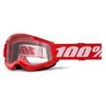 Óculos 100% Strata 2 Vermelho Transparente Motocross Off Road Trilha
