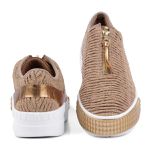 TÊNIS KNIT NUDE OURO (FORMA GRANDE / COMPRAR UM NÚMERO MENOR)