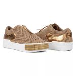TÊNIS KNIT NUDE OURO (FORMA GRANDE / COMPRAR UM NÚMERO MENOR)