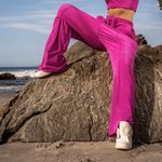 Calça Pantalona Fucsia Glow casual inverno 