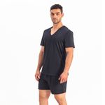 Pijama Homewear H.A. curto preto gola V