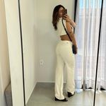 Calça reta Ravena textura off white Trituê 