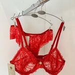 Conjunto lingerie vermelha sem bojo com aro