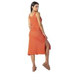 Dress Midi coral com fenda