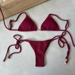 Top Biquíni Cortininha Zion Avulso Textura Cereja Crepono Trituê