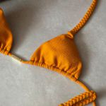 Top avulso cortininha Duna laranja textura trança manual Sol Do Deserto textura Trituê 