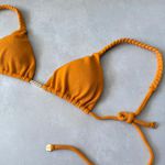 Top avulso cortininha Duna laranja textura trança manual Sol Do Deserto textura Trituê 