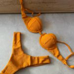 Calcinha avulsa biquíni asa delta fio duplo Texas laranja sol do deserto Trituê