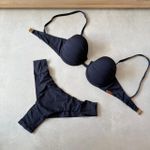 Calcinha Biquíni Avulsa Phoenix Fio Duplo Lateral Plissada Preta Trituê