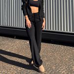 Calça reta Ravena euro textura preta Trituê 