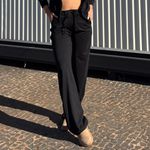 Calça reta Ravena euro textura preta Trituê 