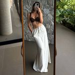 Saia Francesca longa linho cru com bolsos Trituê