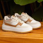 Tênis Feminino Confortável Mari Branco Off Palha