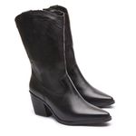 Bota Andria Western Em Couro Preto