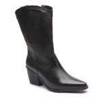 Bota Andria Western Em Couro Preto