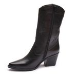 Bota Andria Western Em Couro Preto