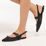 Sapatilha Slingback Aurora Preto Strass
